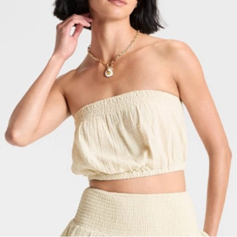Universal Thread Women's 100% Cotton Crinkle Gauze Tube Top